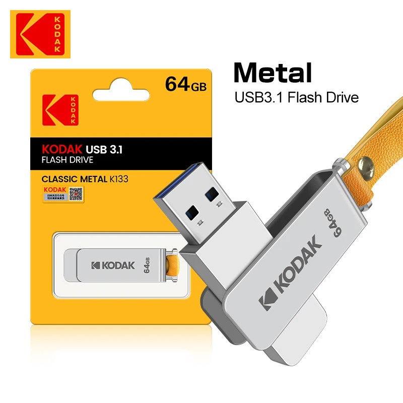 

KODAK K133 Mini Metal USB Flash Drive 64GB 128GB 256GB pen drive USB 3.0 High speed Memory stick 30MB/S flash USB3.1 Pendrive