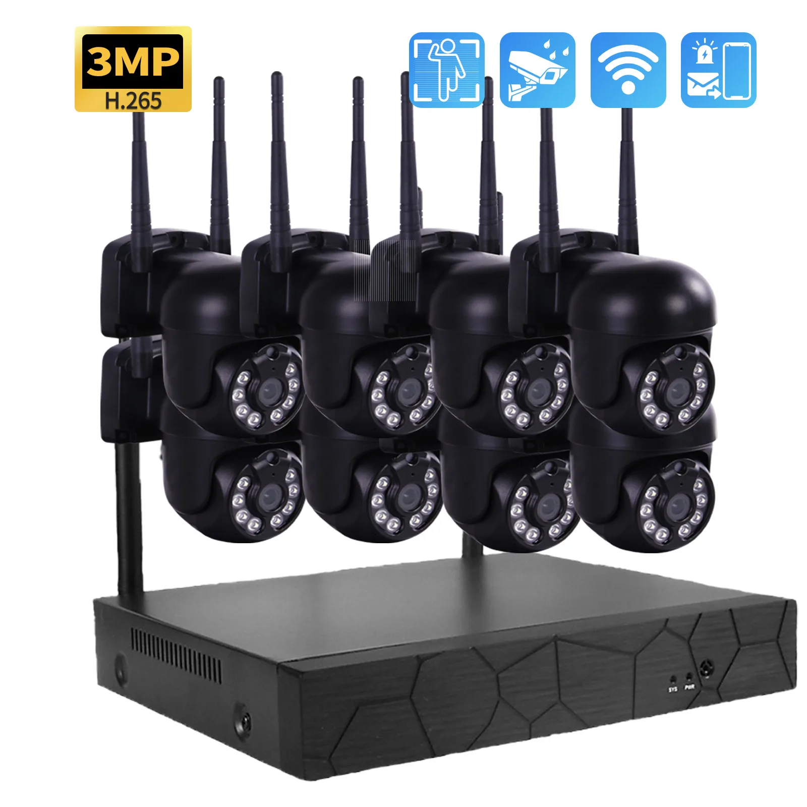 

Gadinan Human Auto Track 3MP PTZ Wireless CCTV System Two Way Audio WIFI IP Security Camera 8CH P2P NVR Video Surveillance Kit