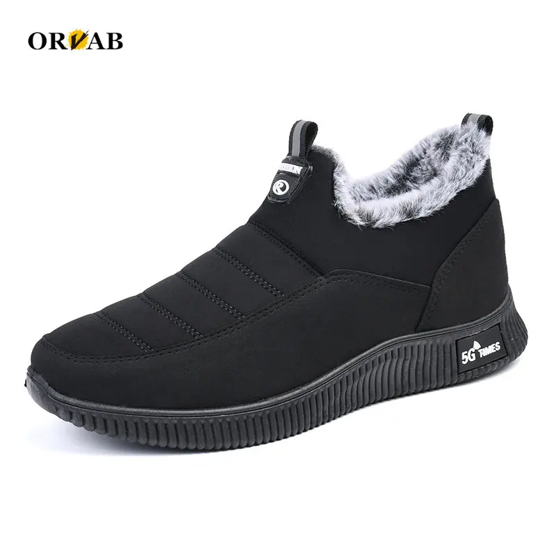 

Mens Boots Warm Winter Shoes Cotton Fabric Soft Comfortable Fashion Cotton Shoes LightWeight Non-slip Snow Boots Black Men Boots