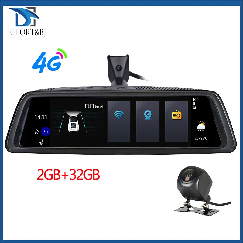 

Effort&BJ 10'' Rear View Mirror Car DVR 4G Android 2GB+32GB Dash Cam HD 1080P Night Vision Auto Camera GPS WIFI ADAS Registrar