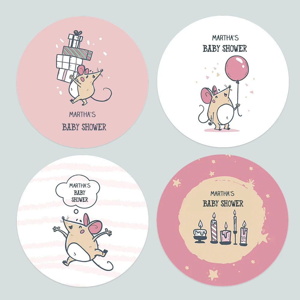 

Пользовательские Мультяшные наклейки с животными на день рождения ребенка крестины спасибо пол наклейки для вечеринки бирки