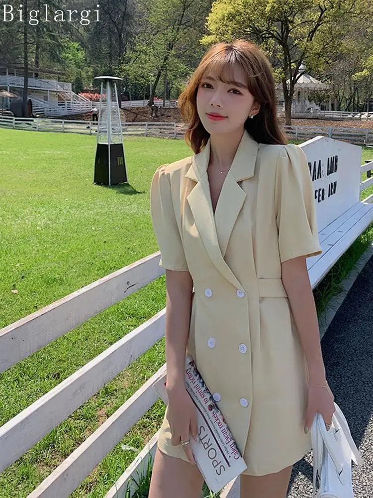 

Женское двубортное платье-Блейзер, корейское повседневное офисное платье, новые женские хлопковые мини-платья, женское модное платье миди ...