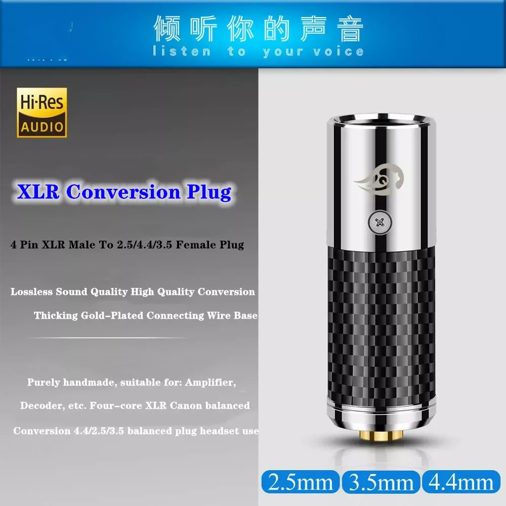 

NEW2023 XLR 4Pin Male Plug To 2.5/3.5/4.4mm Female Jack DAC Decode Microphone Audio XLR Adapter Balanced Plug Conversion Headpho