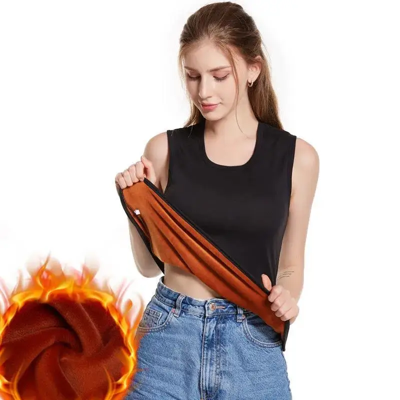 Womens Thermal Underwear for Men Fleece Lined Tops Cami Tank Vest Camisoles Thermal Shirt Thermo Undershirt Winter Inner Wear