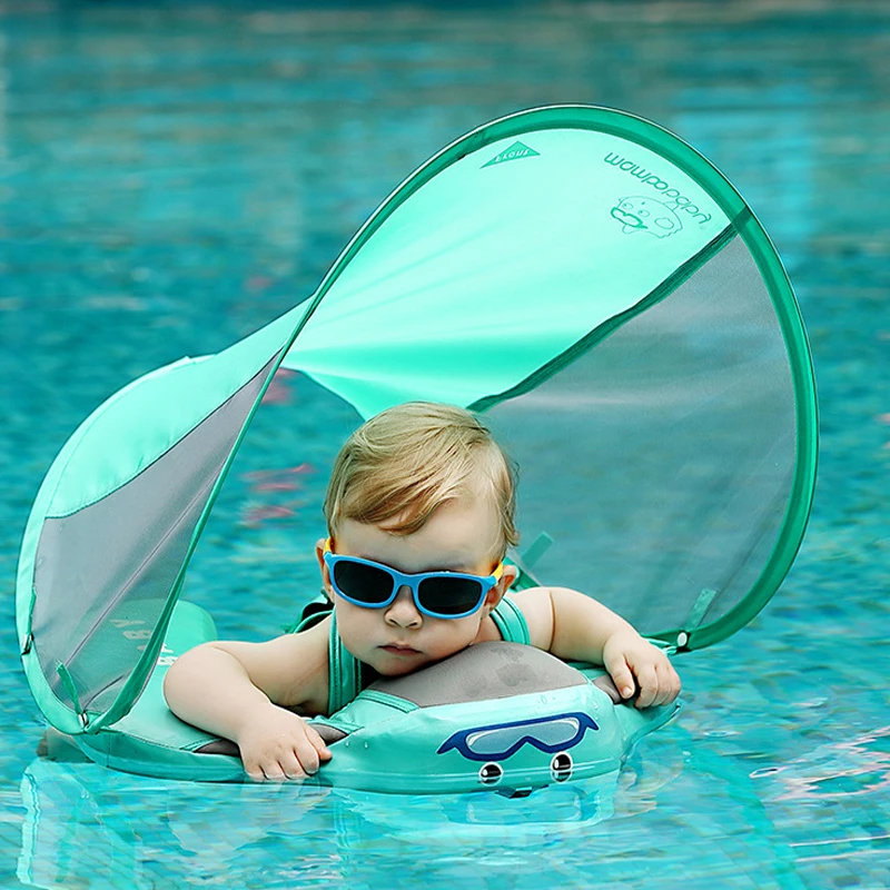 

Mambobaby Smart Swim Trainer Kids Swimming Ring Add Tail With Safety Strap Canopy Training Toys Swimming Pool Trainer Toys