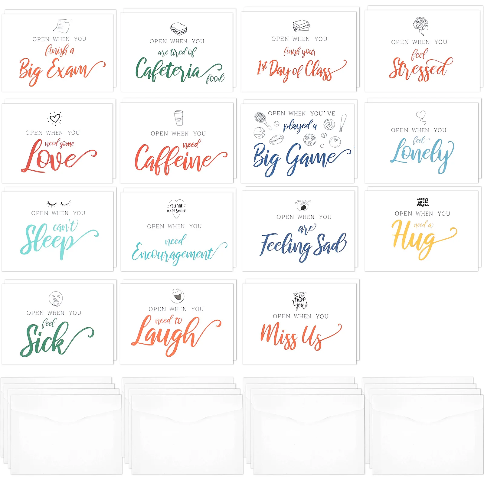 

New 32Pcs Inspirational Envelopes Set 16 Styles Cute Creative Blessing Envelopes Reusable Paper Encouragement Envelopes Leaving