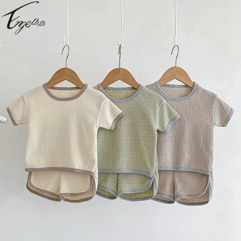

Toddler Baby Boys Girls Suit Clothes Short Sleeves Top+Shorts 2pcs Suit Korean Style Infant Baby Summer Baby Boys Girls Clothing
