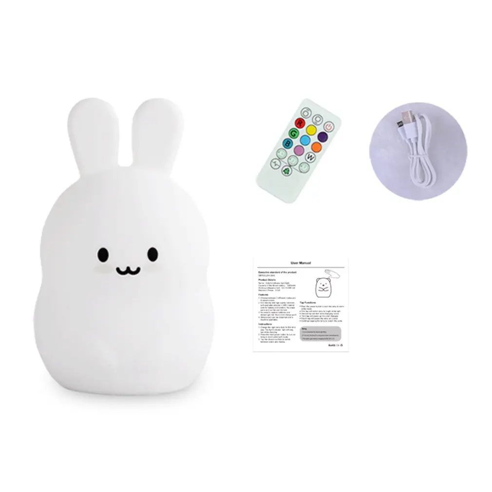 

USB Rechargeable LED Night Light Silicone Touch Sensor Cartoon Night Lamp Kids Newborns Bedroom Desktop Decor Ornaments