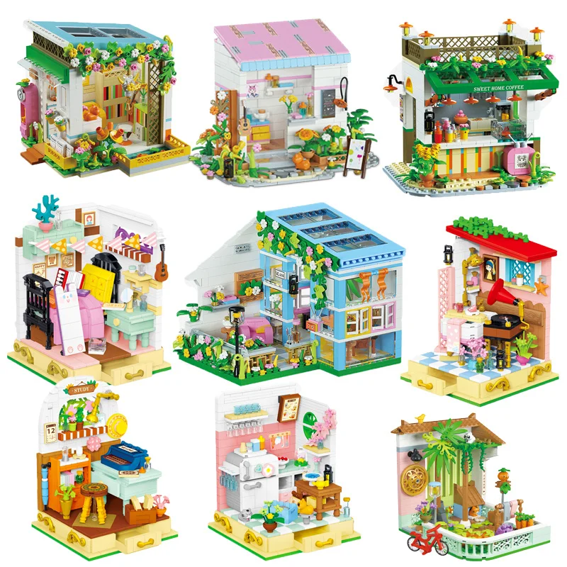 

Mini Building Blocks City Street View Princess Garden House Retail Store Villa Casa Bricks Architecture Toys for Friends Gifts