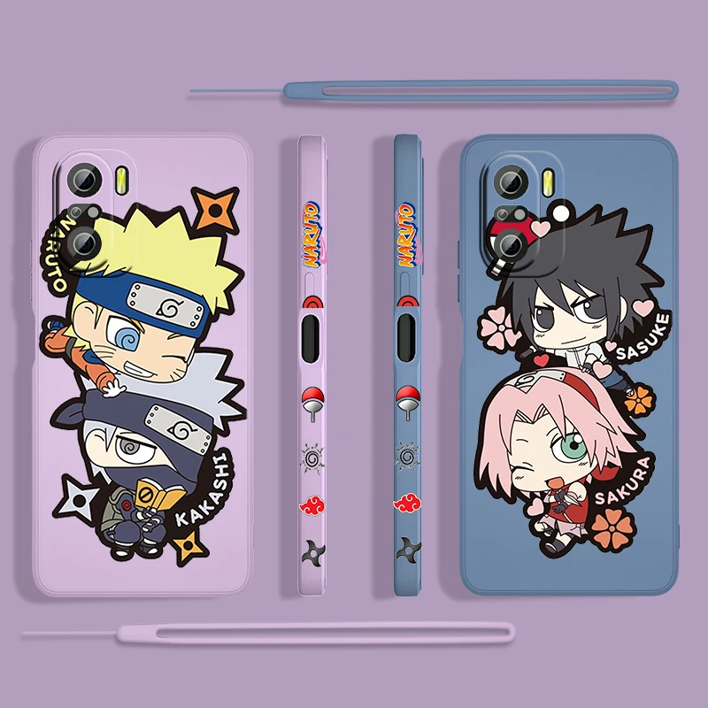 

Cartoon Cute Naruto For Xiaomi Redmi K50 Gaming 10X 9 9A 9T 9AT 8 8A 7 6A 5A 4X Pro 5G Liquid Left Rope Phone Case Fundas Coque