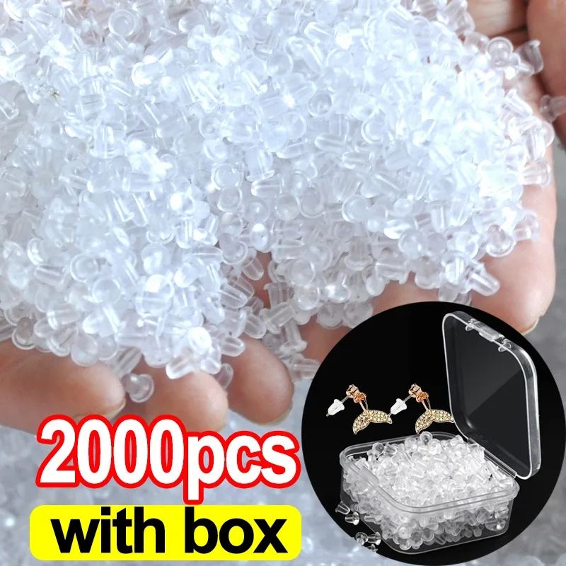 

500/2000pcs Soft Silicone Rubber Earring Back Stoppers for Stud Earrings DIY Earring Findings Transparent Bullet Tube Ear Plugs