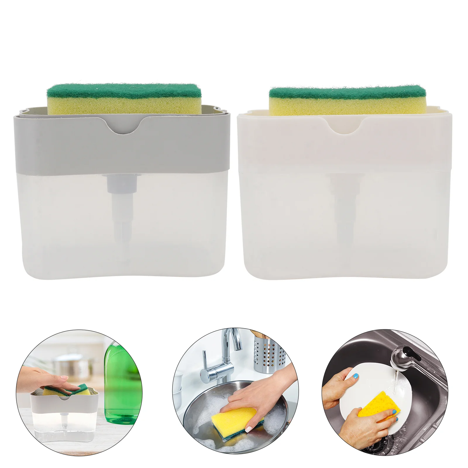 

2 Sets Sponge Soap Dispenser Hand Lotion Press Box Detergent Case Holder Liquid Adding Plastic Practical Pump