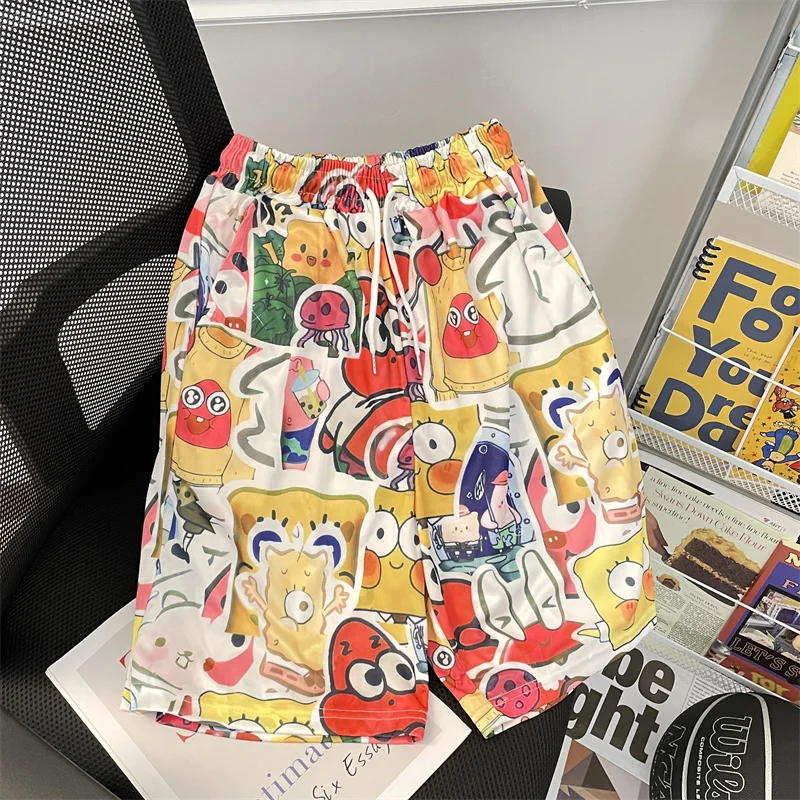 Шорты мужские с цветочным принтом тонкие Пляжные штаны из вискозы свободные