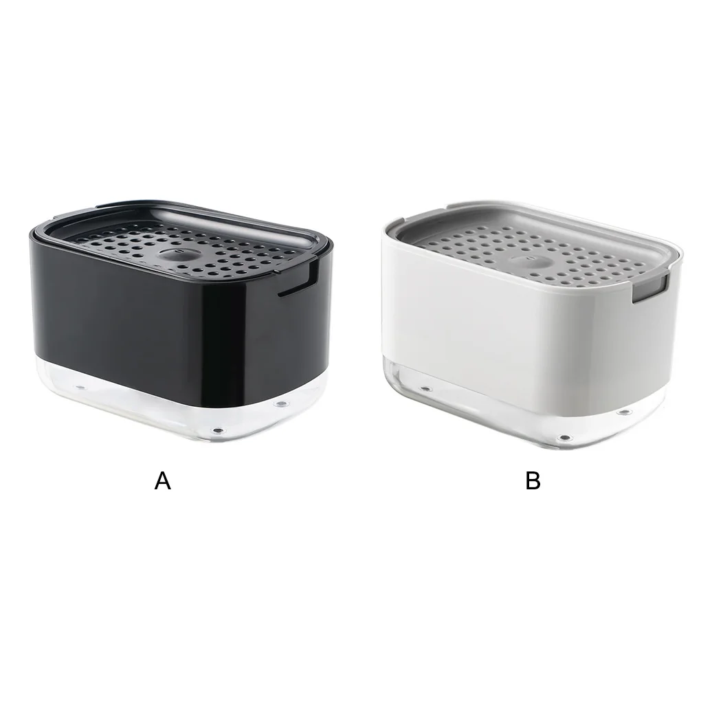 

Sponge Holder 300ml Countertop Press Dispenser Household Box Organizer