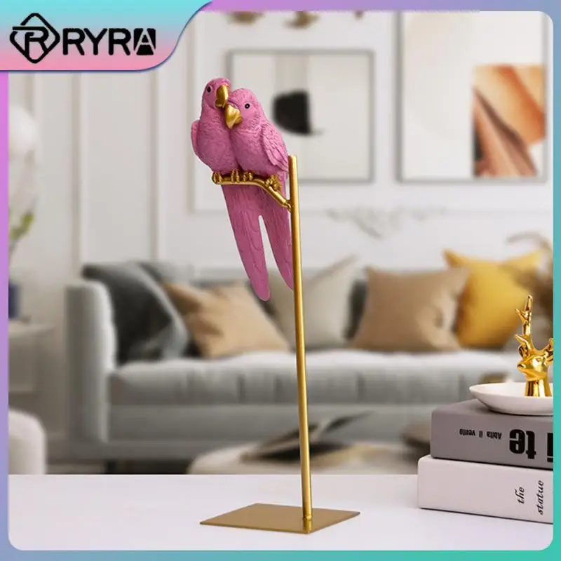 

Поделки из смолы, искусственный попугай, птица, золотые украшения, домашний декор, статуэтки, современный скандинавский попугай, украшение ...