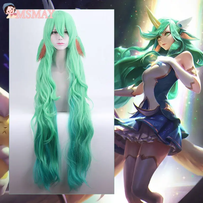 

Косплей-парик MsMay из игры LOL Star Guardian Soraka Женская Лига Легенд сорака зеленые волосы парик с 2 звеньями