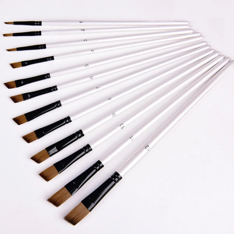 12 шт. нейлоновые кисти для рисования с деревянной ручкой |