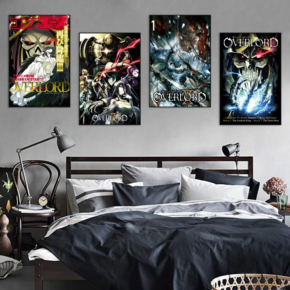 

Overlord Albedo Poster Self-adhesive Art Poster Retro Kraft Paper Sticker DIY Room Bar Cafe Vintage Decorative Painting