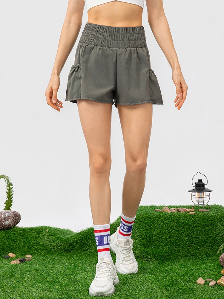 Women's Wide leg Shorts Casual Shorts Ladies Breathable Outdoor Running Skorts High Waist Fitness Yoga Short With Side Pockets