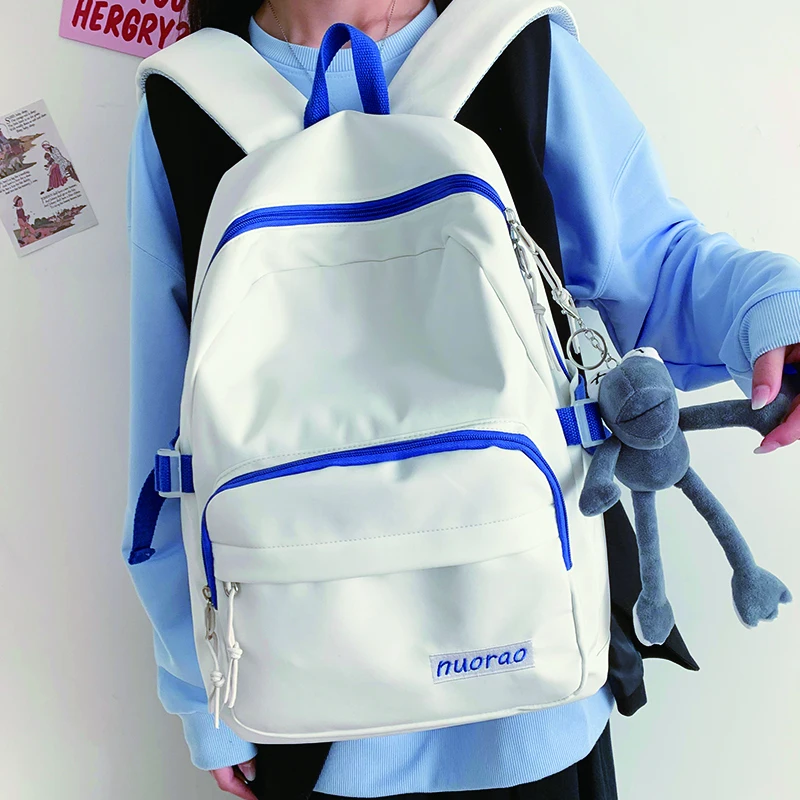 

Simple Women's Nylon Backpack for Cute Girls Preppy Style School Bag Large Capacity Travel Rucksack Ladies Anti Theft Mochila