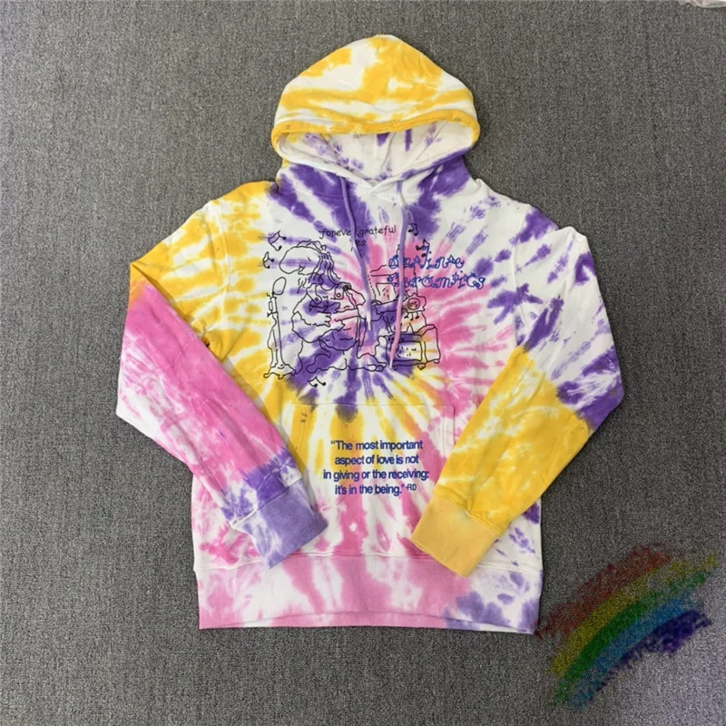 

Heavy Fabric Online Ceramics Flowers Tie Dye Hoodie Men Women 1:1 High Quality Hooded Loose Pullover
