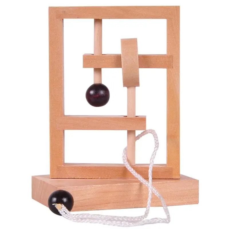 

Wood Rope Puzzle Odorless Waterproof Brain Teaser Puzzle Fade Resistant 3D Educational Toy For Improving Kids Observation Memory
