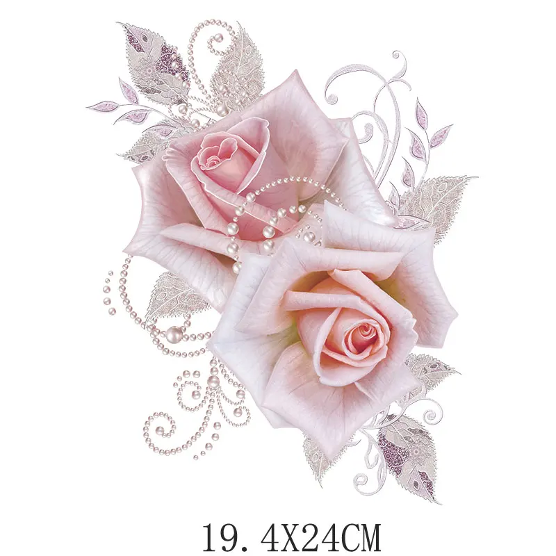 

19.4x24cm New Colorful Flower Iron On Patches For DIY Heat Transfer Clothes T-Shirt Thermal Stickers Decoration Printed