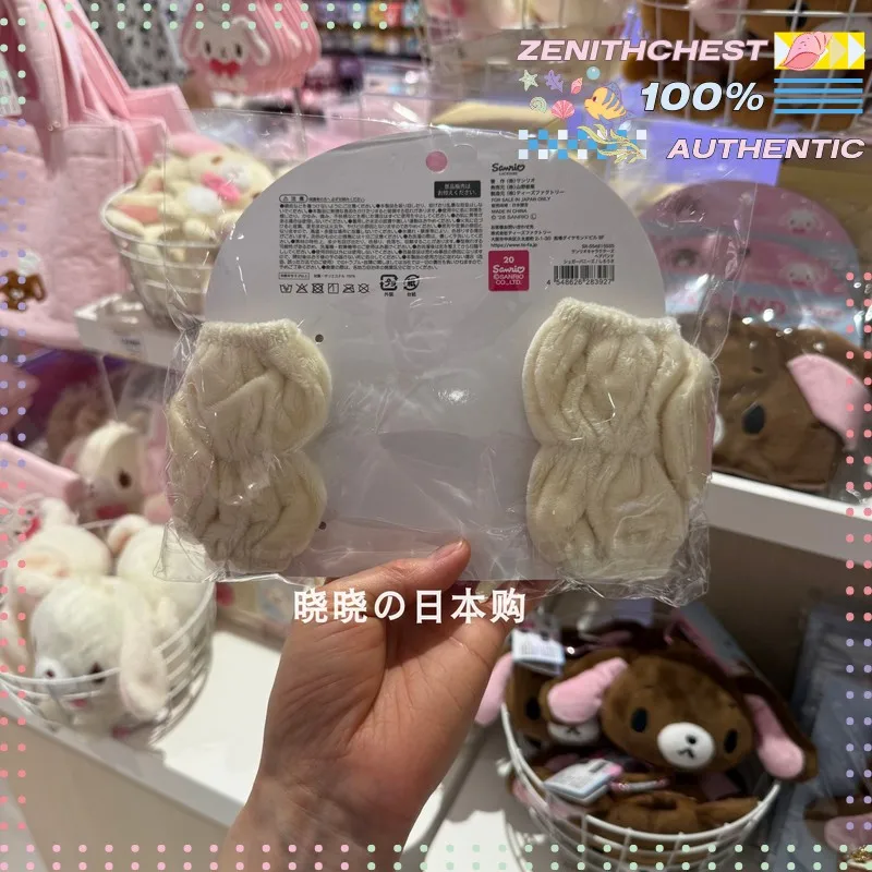 Фото Официальная лицензированная плюшевая повязка на голову Sanrio Sugarbunnies в виде карамельного кролика для умывания, макияжа и ухода за кожей, мягкая, впитывающая, с возможностью индивидуализации №2
