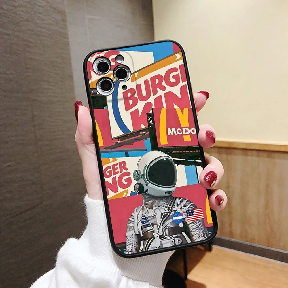 Чехол для телефона iphone 16 15 14 Pro Max 7 8 Plus 11 12 13 Mini XR XSMax 16Pro Meteor Moon Universe Кит Матовый