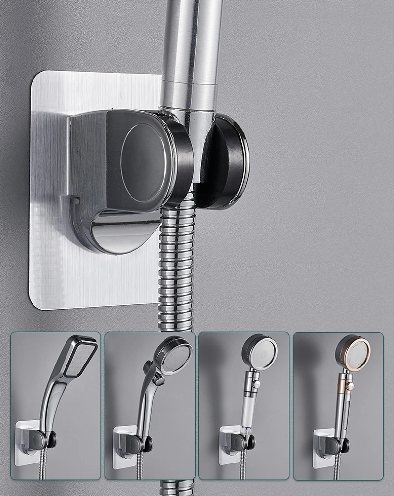 self adhesive shower head holder adjustable punch free bathroom bidet shower head stand bracket wall mounted kitchen accessories free global shipping