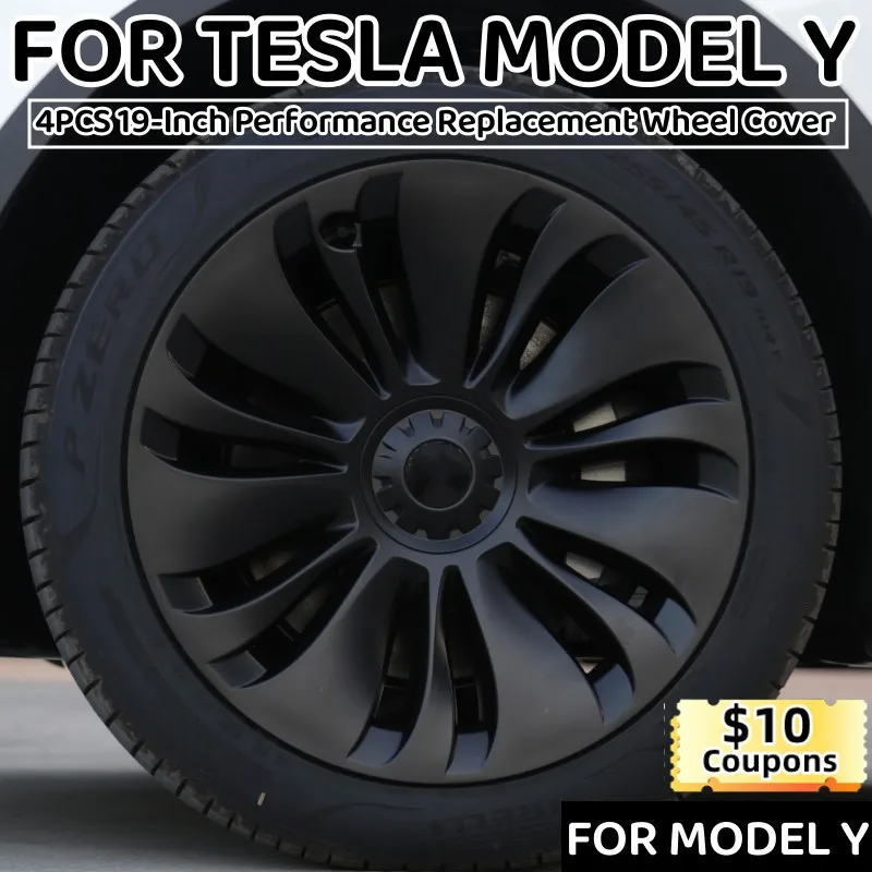 

4PCS 19 Inch Wheel Hub Caps for Tesla Model Y 2023 Wheel Cover Performance Replacement Wheel Hubcap Full Rim Cover Accessories