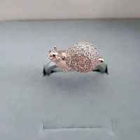 2022 woman rings korean fashion gothic accessories rose gold snail rhinestone encrusted open ring gold jewelry engagement ring
