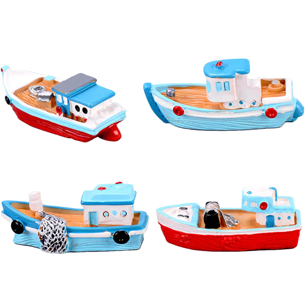 

Boat Miniature Model Resin Minitoydecor Desktop Sailboat Decorations Nautical Ornament Rowboat Micro Wooden Sailing Beach