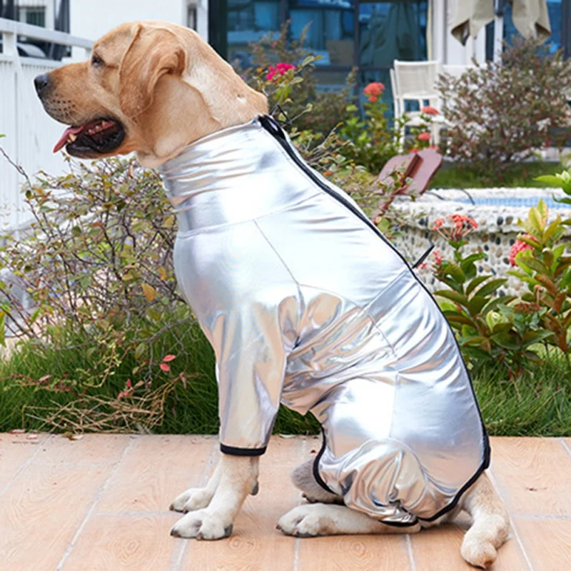 

Dog Reflective Raincoat Pet Spacesuit Dog High Neck Hooded Poncho Waterproof Zipper Clothes Hooded for Small Medium Large Pets