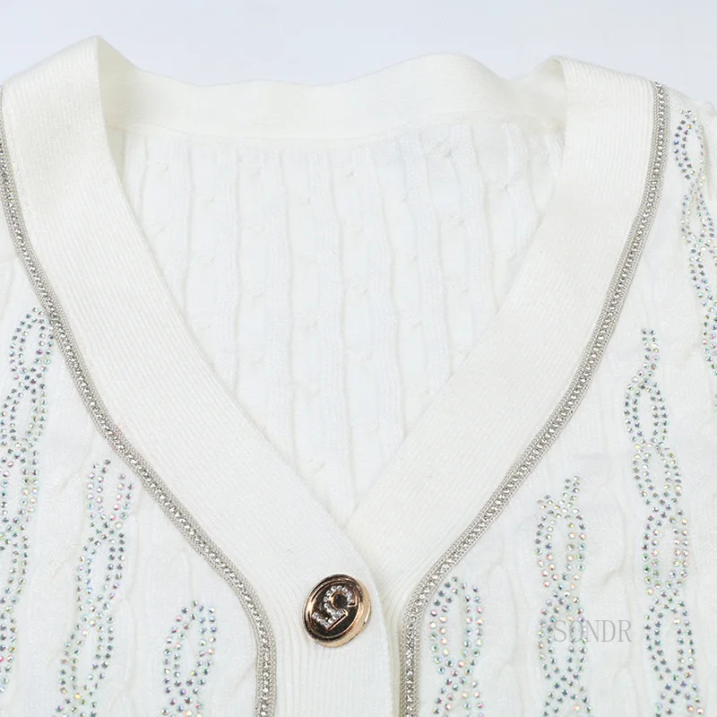 Женский трикотажный кардиган с V-образным вырезом свободный свитер в контрастную