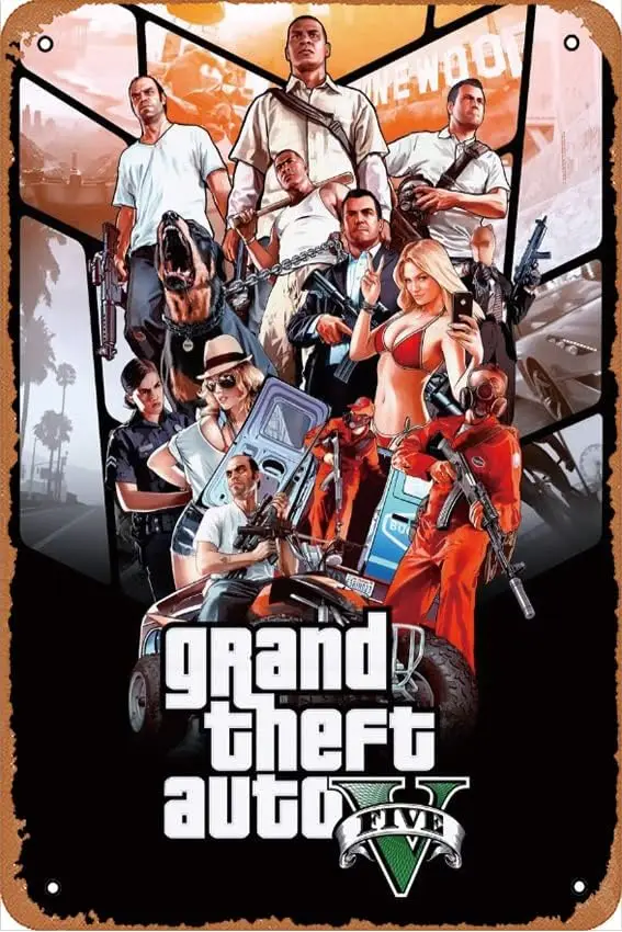 Los Santos Gta 5 фильм ретро металлическая жестяная вывеска винтажный декор комнаты