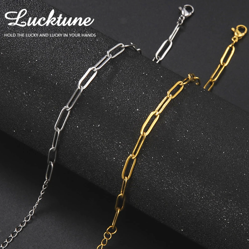 Lucktune,Браслеты-цепочки из нержавеющей стали для женщин Мужчины Браслет золотого цвета Модный простой хип-хоп ювелирный подарок для пары