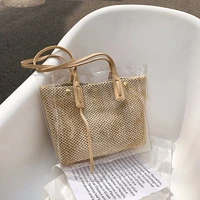 2022ins large capacity womens bag pvc transparent beach bag designer casual high quality luxury straw tote bag straw woven bag