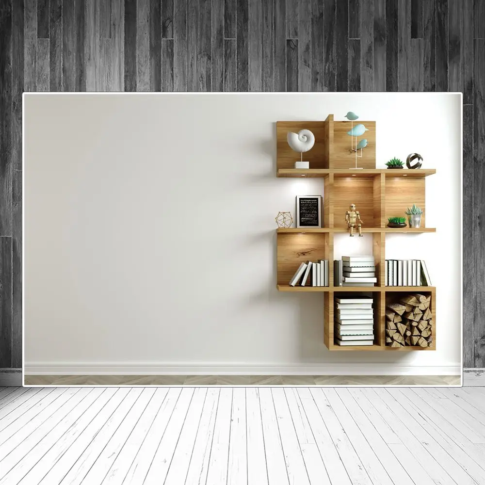 Wooden Shelf Backdrops Photography Decoration White Wall Personalized Baby Photocall Photographic Backgrounds Studio Accessories