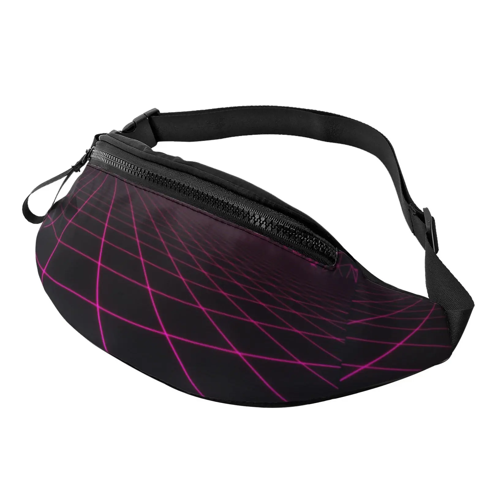 

Neon Purple Line Waist Bag Fanny Pack Backpack Women Bags for Women Adjustment Casual Unisex Polyester Outdoor Running Bags