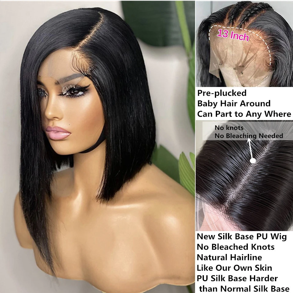 

Парик для косплея, шелковистая прямая короткая синтетическая кружевная передняя часть, с детскими волосами, из высокотемпературного волок...