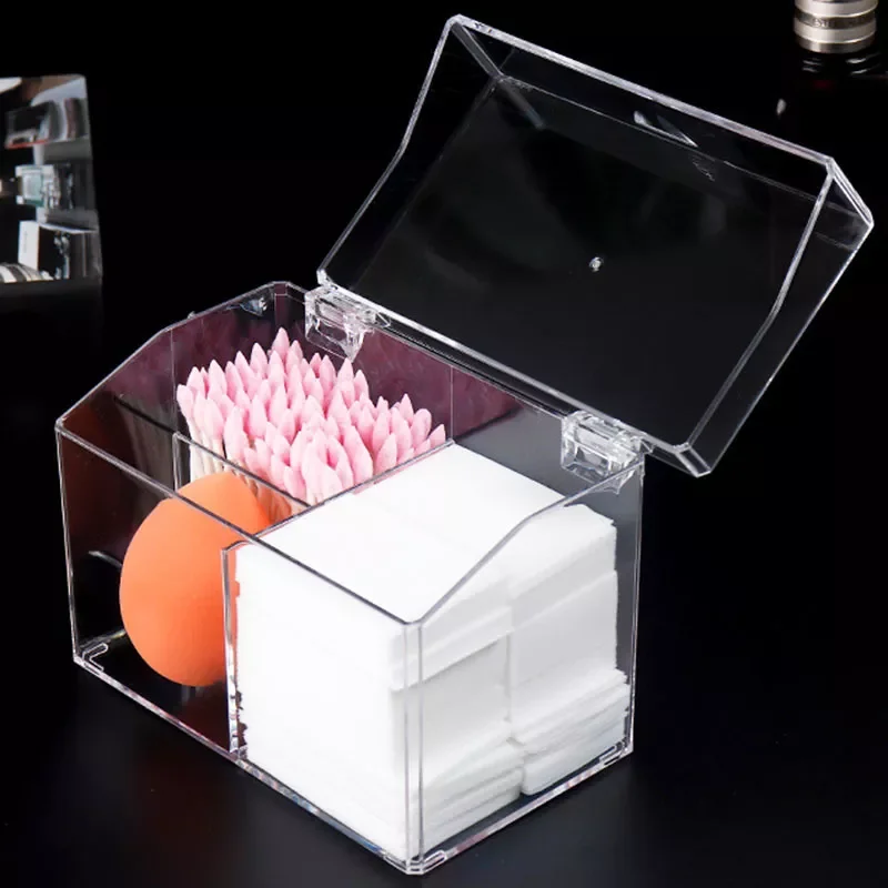

2022Acrylic Cotton Swab Storage Holder Box Portable Transparent Makeup Medicine Cotton Pad Cosmetic Container Jewelry Organizer