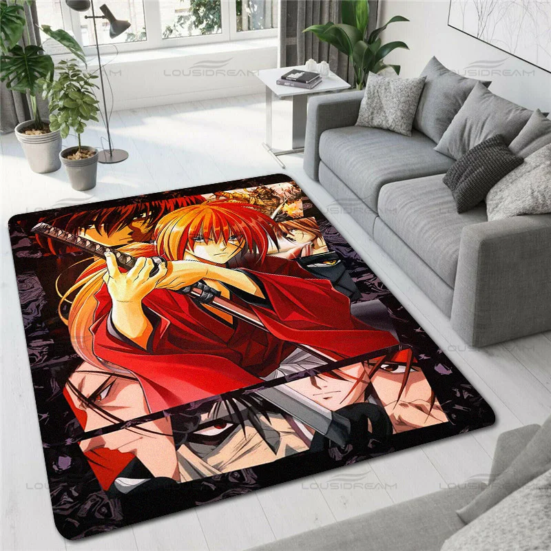 

Square Flannel Feimun Kenshin Rug Cartoon Character Art Deco Carpet Modern Home Living Room Floor Mat Bedroom Rug