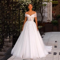 princess strapless tulle wedding dress lace applique off the shoulder bride gown illusion back a line court train robe de mari%c3%a9e