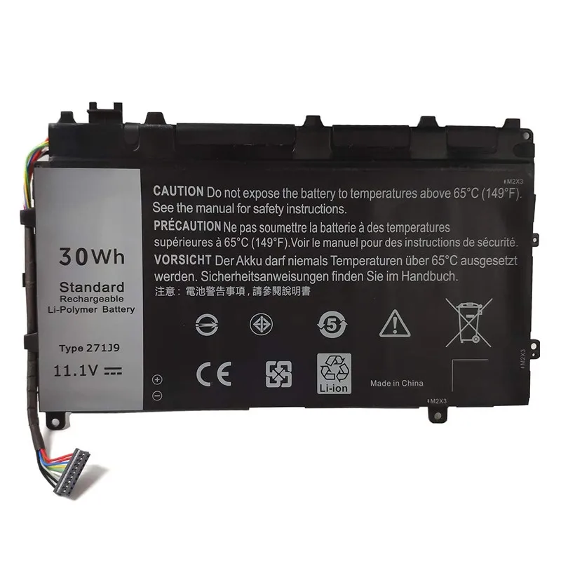 Фото Новая литиевая батарея для ноутбуков Dell Latitude 13 7000 7350 GWV47 MN791 YX81V Series, 3 элемента, 11.1В, 30Втч, 2500мАч, модель 271J9 №2