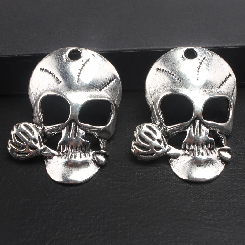 

4 шт., серебряные подвески в виде черепа, 38 х32 мм