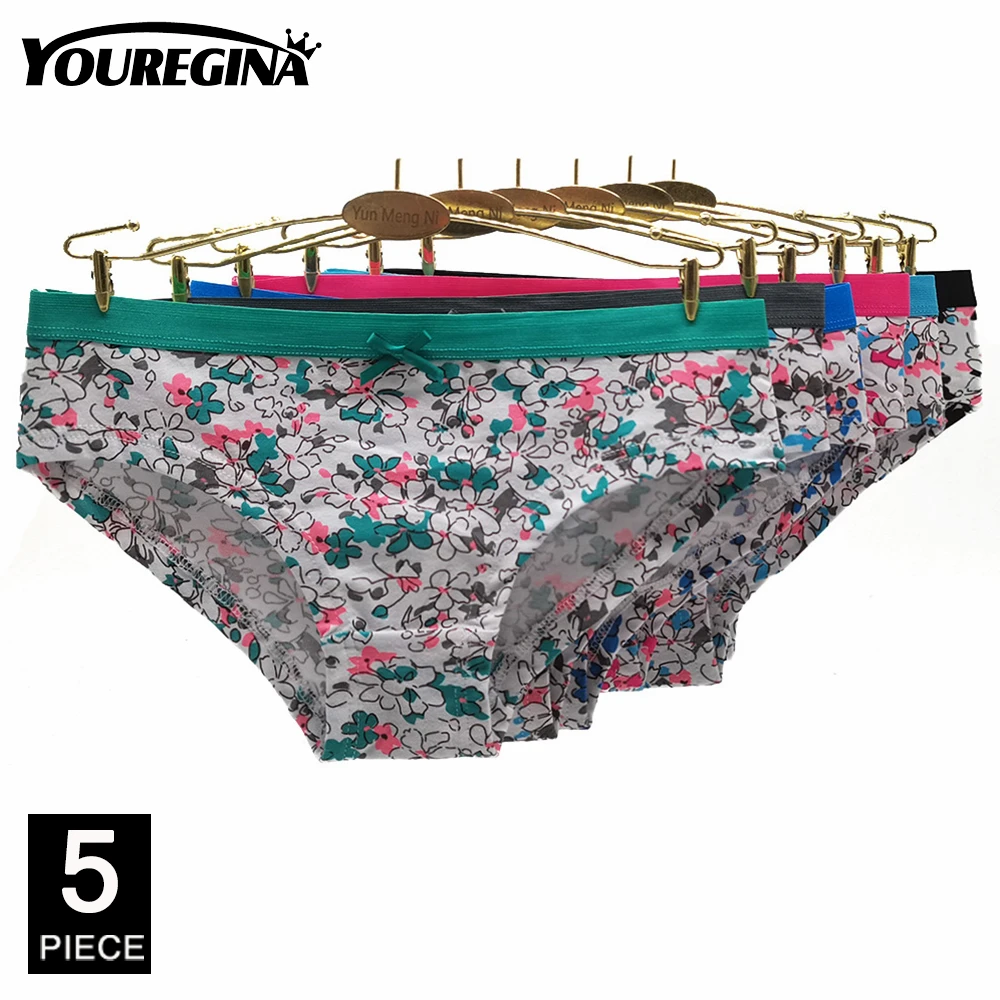 

Ladies Pantites Cotton Underwear Women Sexy Floral Half Hips Cover Low Rise Briefs Knickers Lingerie 5 Pcs/lot