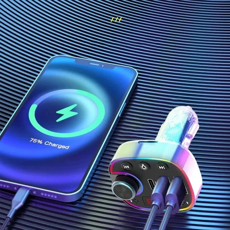 Автомобильное зарядное устройство T6S для быстрой зарядки PD Bluetooth 5 3 аудиоплеер