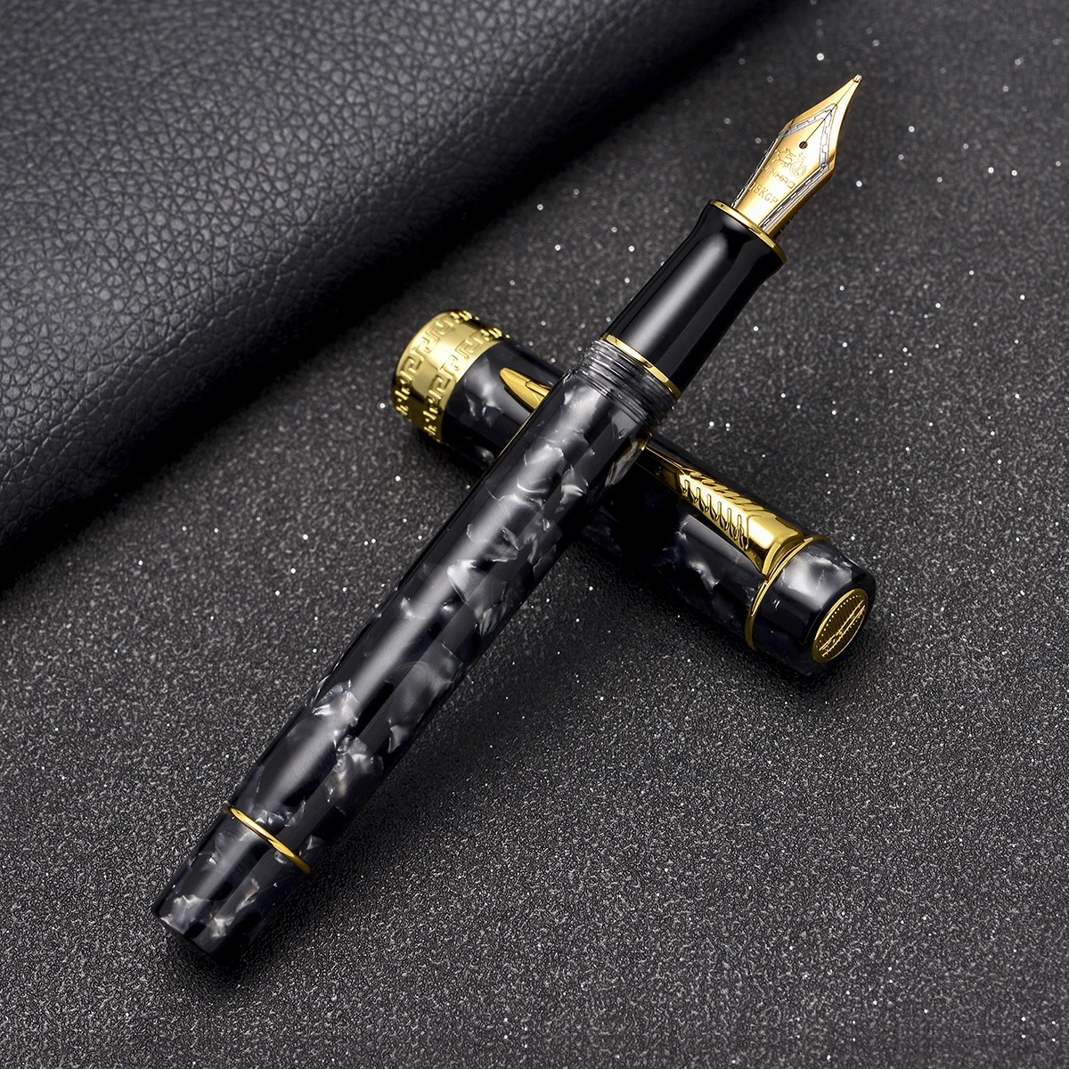 

Jinhao 100A Resin Fountain Pen Ice-black Ink Pen Arrow Clip Iridium EF/F/M/Bent Nib with Converter for Business Office School
