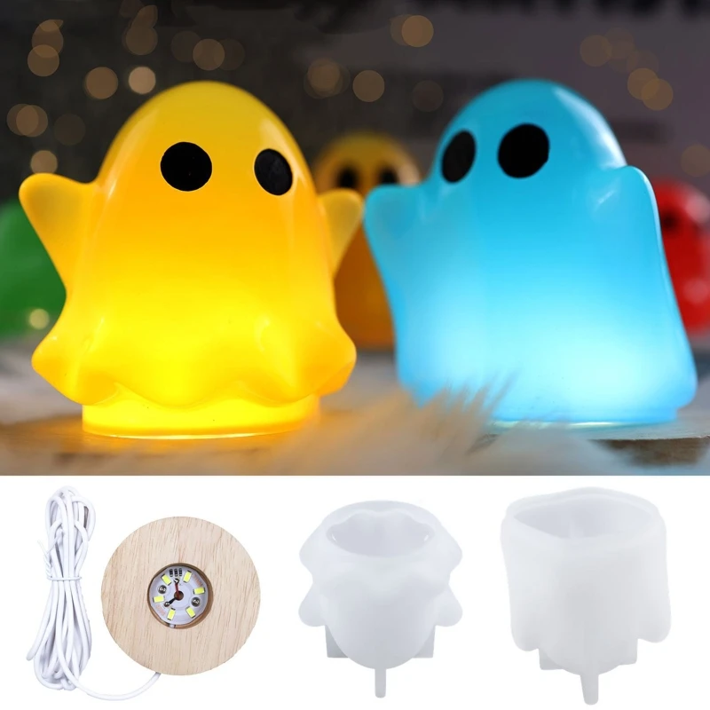 

Diy Crystal Epoxy Resin Halloween Dress Up Atmosphere Lamp Bedside Silicone Mold